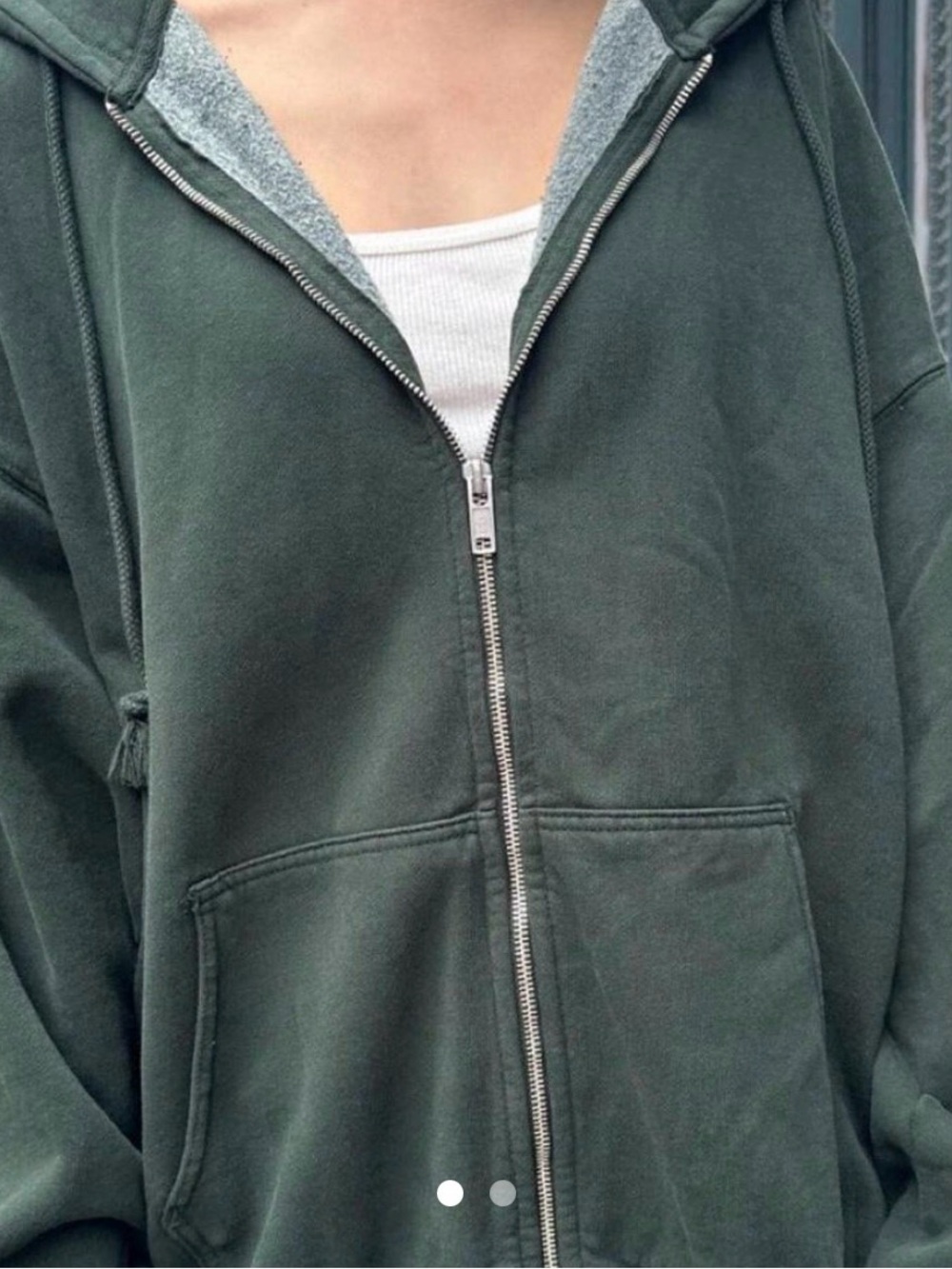 Brandy Melville Dark Green Full-Zip Hooded Jacket